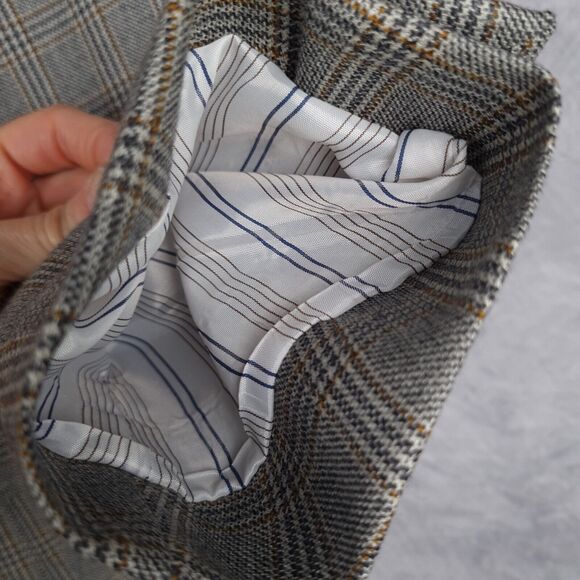 Boggi Milano Blazer Mens 50 / 42" Chest Gray Brown Plaid Wool Lined Jacket - Picture 4 of 16